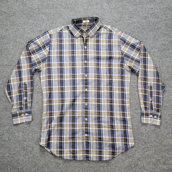 Peter Millar Shirt Mens Medium Plaid Button Up Long Sleeve Preppy Casual - Picture 1 of 10